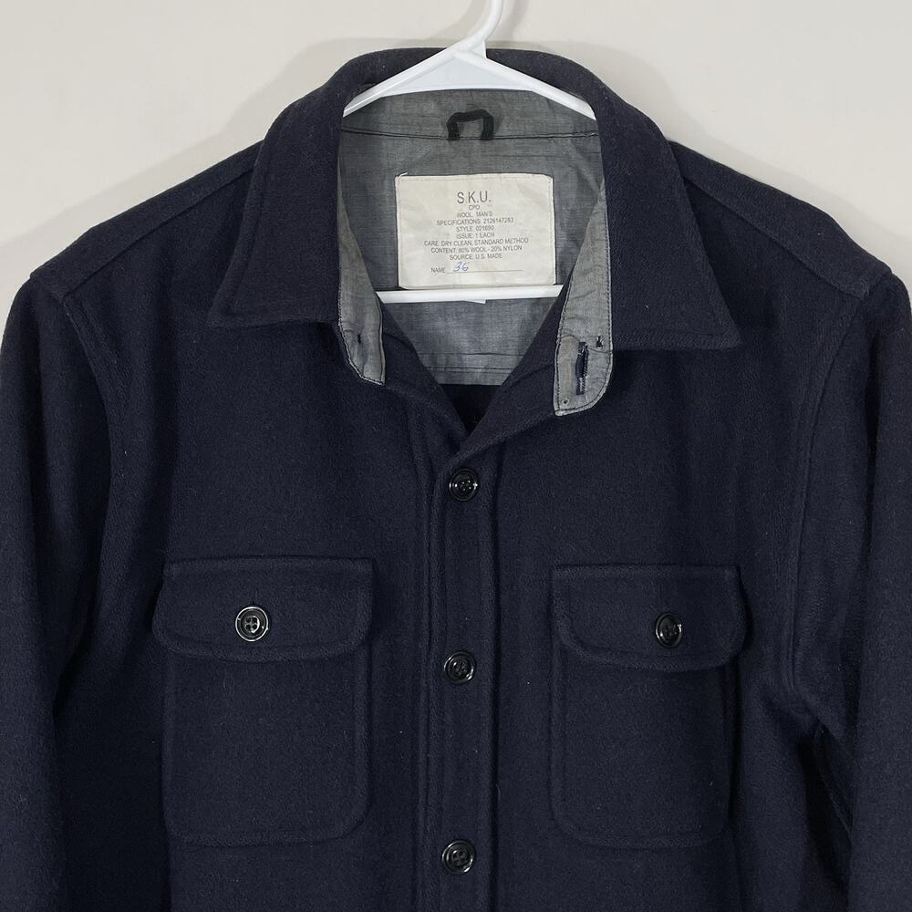 VTG Fidelity CPO Wool Shirt Jacket Shacket by Gerald Stewart Men's Medium Navy